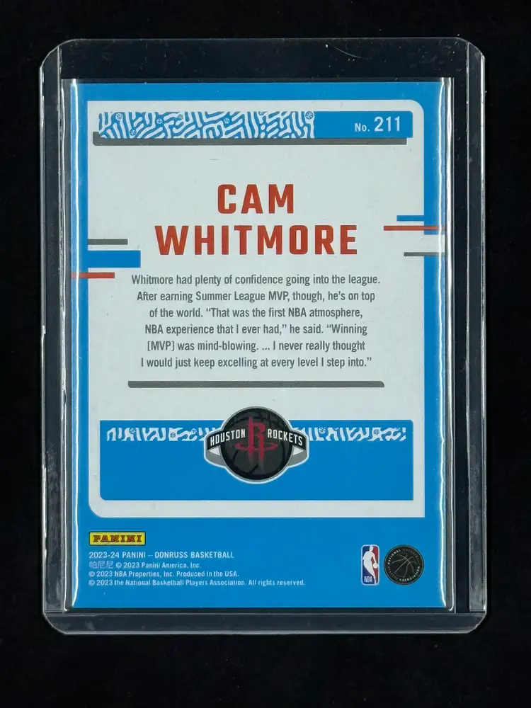 2023-24 Donruss #211 Light Blue Laser Holo /25 Rated Rookie Cam Whitmore Rockets