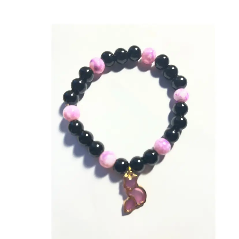 Stretchy Bracelet With purple cat Charm