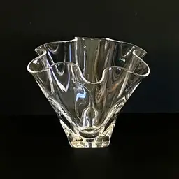 Vintage Steuben Handkerchief Vase, Crystal, 5 Inches Tall, Signed
