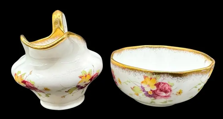 Taylor & Kent Small Creamer Sugar Set Fine Bone China England Floral Pink 2.5”