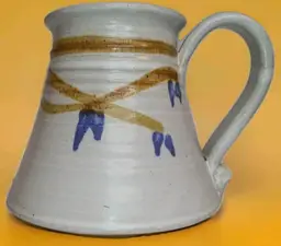 Vintage MCM Travel/Spill Proof/Handmade Pottery Coffee Mug SIGNED