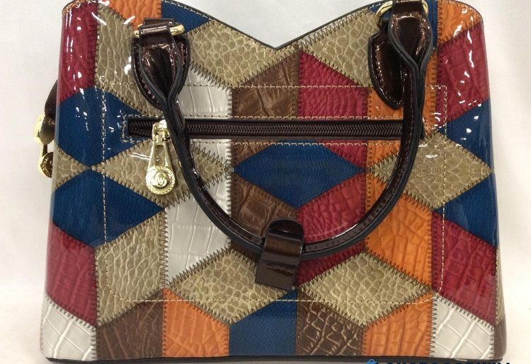 Vinyl Patchwork Look Handbag