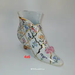 Vintage Victorian shoe bone china planter vase