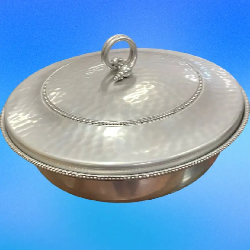 Vintage B.W. Buenelium Hammered Aluminum Divided Serving Bowl