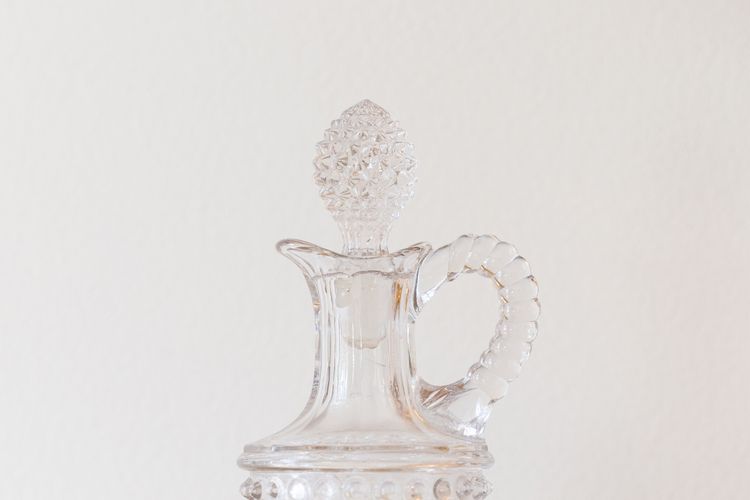 Early 20th Century Hobnail Glass Cruet with Ground Stopper | Hand-Finished Transitional Era Oil & Vinegar Bottle (ca. 1910–1930)