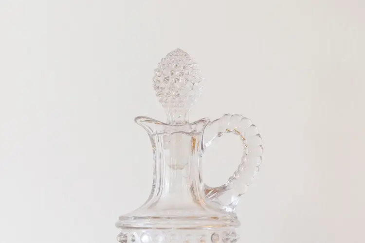 Early 20th Century Hobnail Glass Cruet with Ground Stopper | Hand-Finished Transitional Era Oil & Vinegar Bottle (ca. 1910–1930)