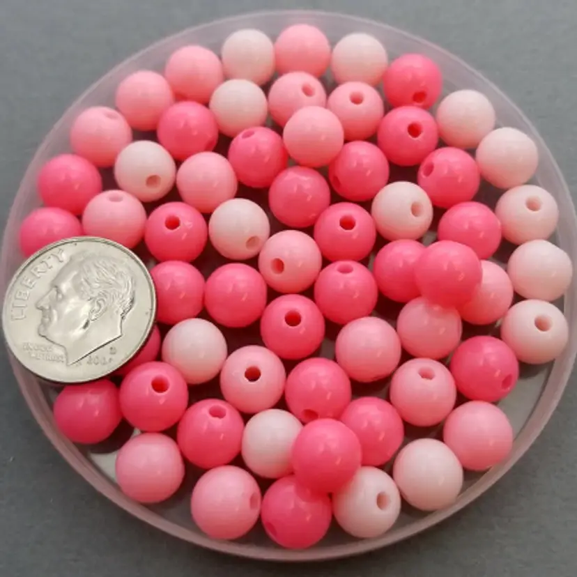 100pcs 8MM Mixed Pink Acrylic Beads #CC152