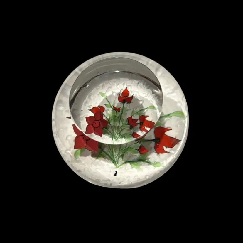 Allan Scott Whitefriar Caithness “Scarlet Bouquet” Crystal Limited Edition Signed & Numbered 146/250 - 2.5” X 3”