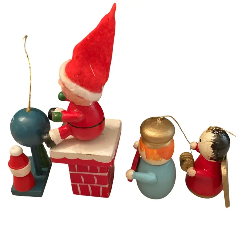 Four Vintage Wooden Ornaments