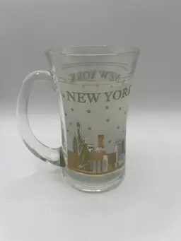 Vintage Glass Mug New York City Skyline