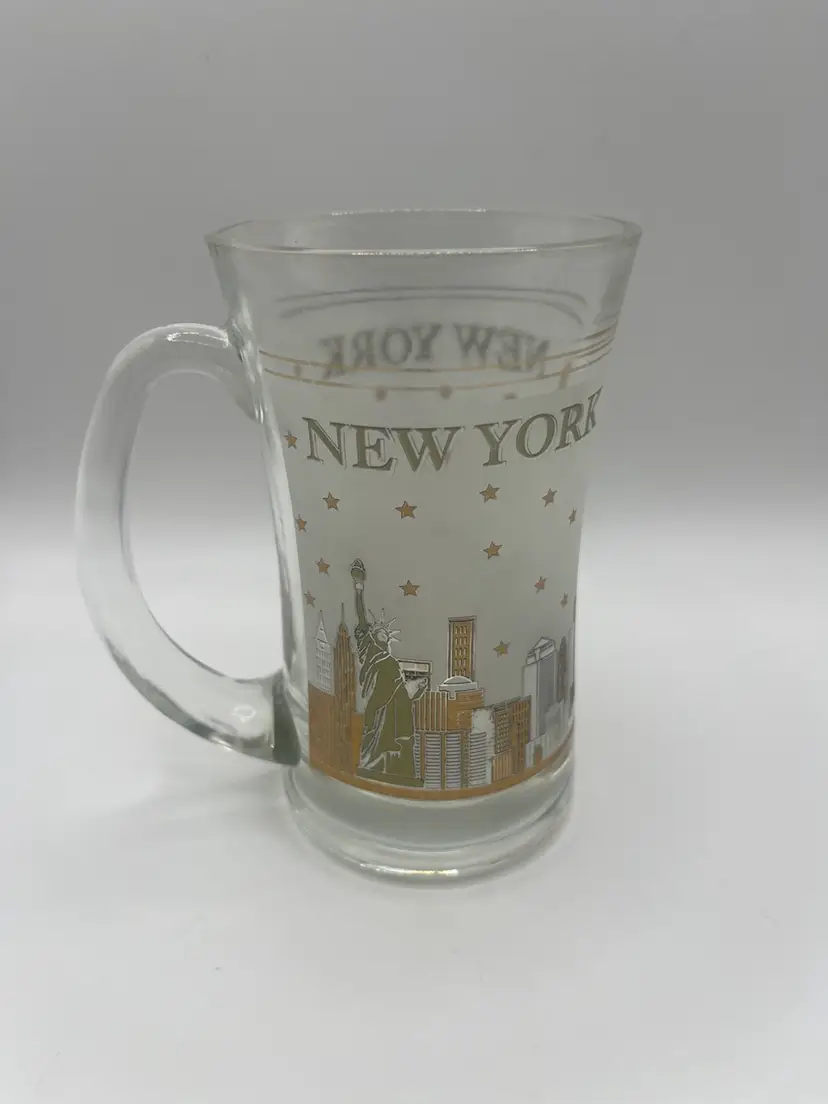 Vintage Glass Mug New York City Skyline