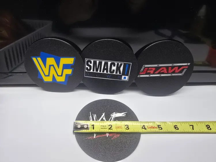 Logo Coaster 4 Pack - WWF (1995), Smack Down, Raw, WWF (1997) - 3d Printed