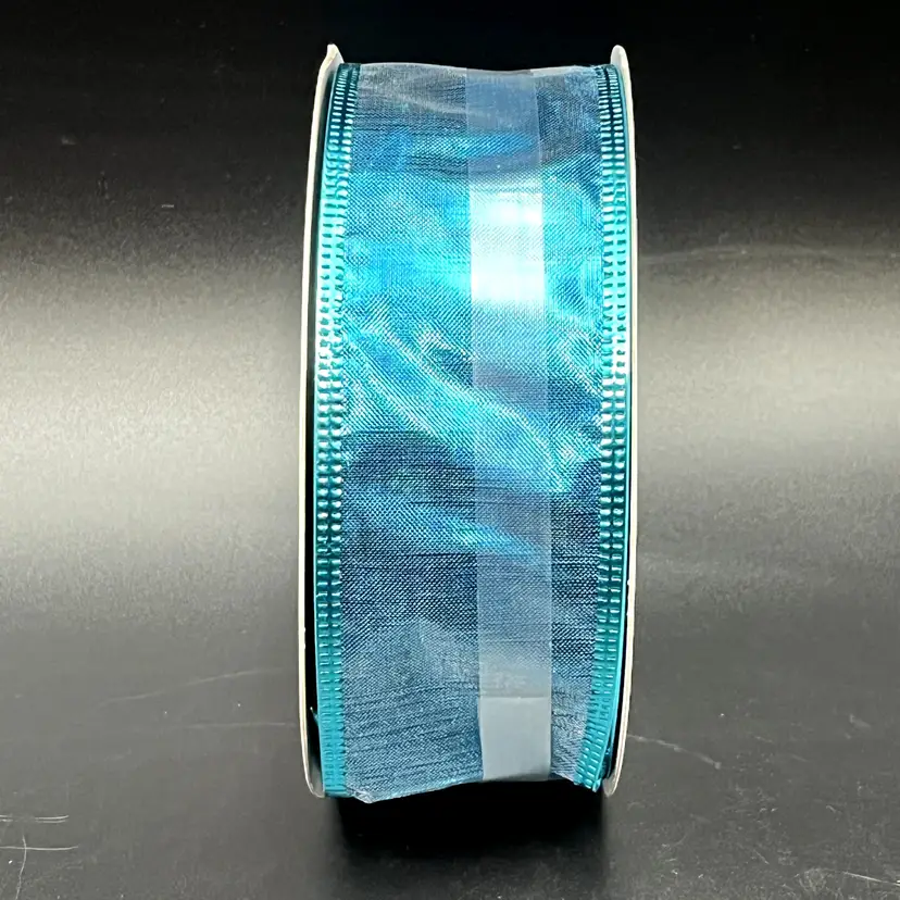 Wired Edge Ribbon 2" x 75' (25 yds) Solid Shiny Metallic Teal Turquoise Blue