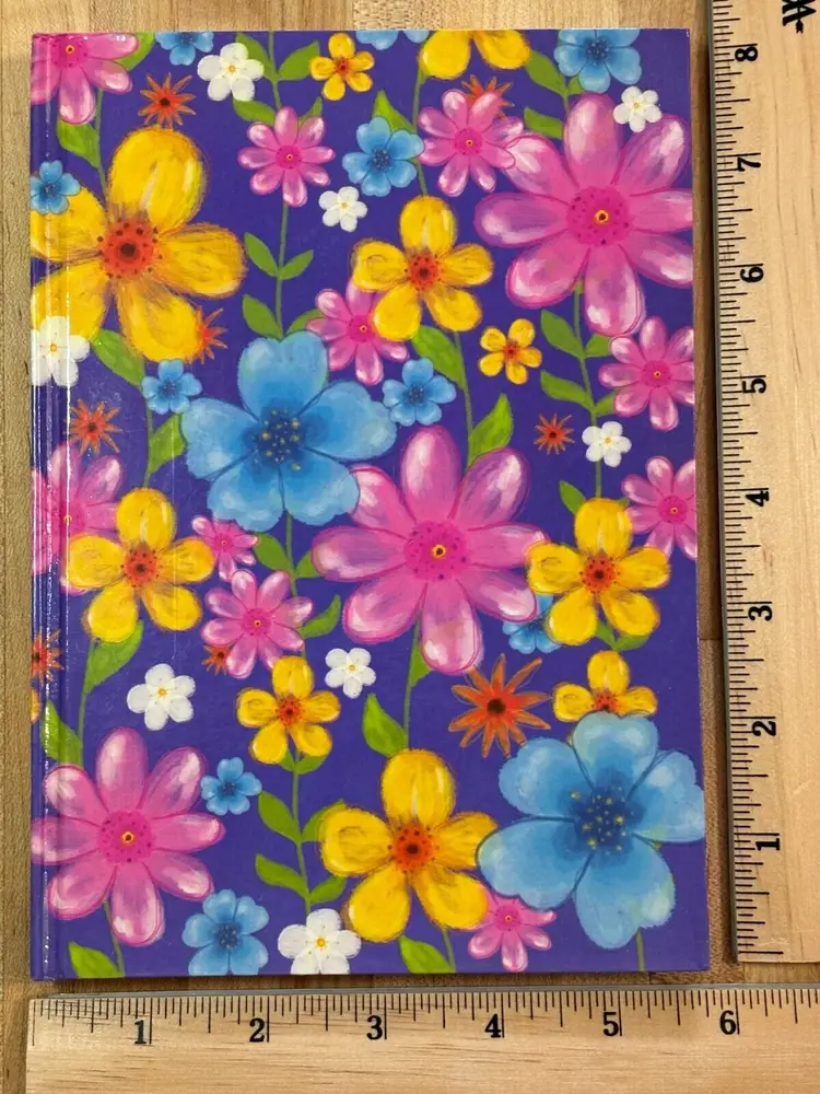 Purple Floral Design Hardcover Lined Journal Notebook Diary 5.75"W x 8"H NOS