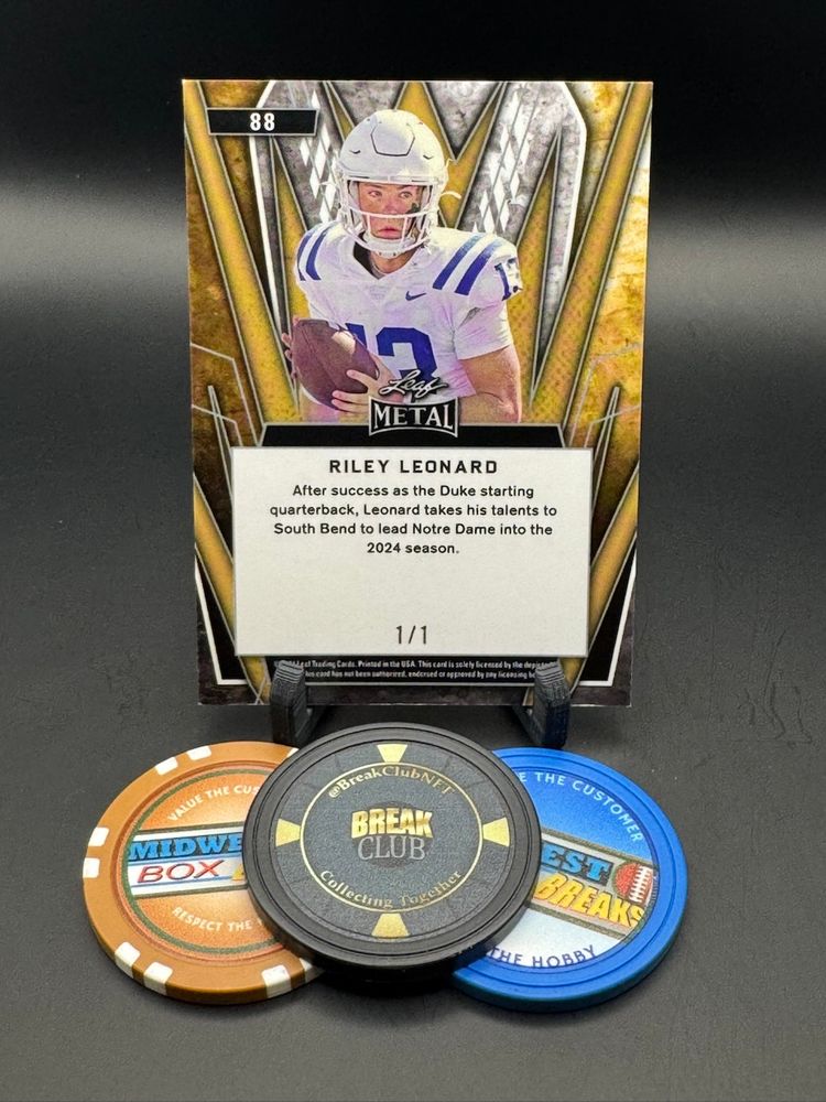 Riley Leonard 1/1 2024 Leaf Metal Indianapolis Colts