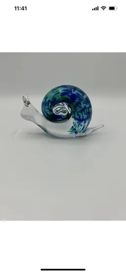 Wedgwood Blue And Green Swirl Glass Snail Paper Weight
