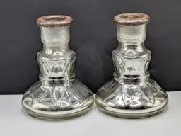 Pair of Antique Lotus Mercury Glass Candlesticks Late 19th/Early 20th Century