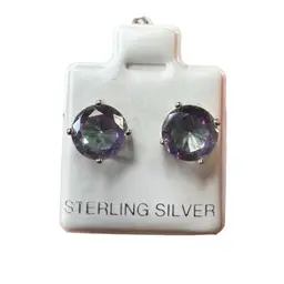 New .925 Mystic Topaz CZ Stud Earrrings