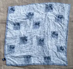 Vintage Gap Floral Word Toss Silk Handkerchief Bandana Scarf Shabby Romance