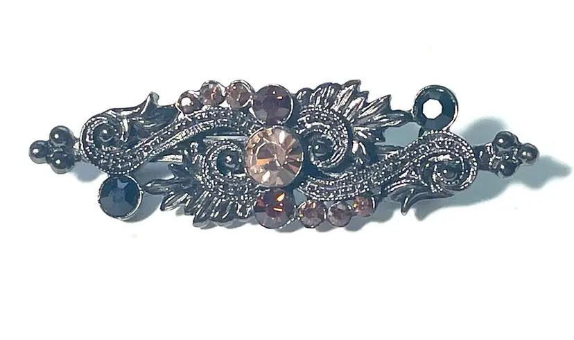 Bar Brooch Pin. Amber Brown Black