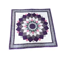 003 Vintage Quilted Handmade Flower Wall Hanging