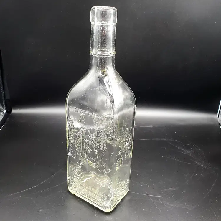 Vintage Clear Glass Schladerer Liquor Bottle with Embossed Design, West Germany