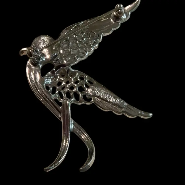 Lot Of Three Vintage Silvertone Sarah Coventry Brooches. Round Silverstone Swirl Brooch & Gorgeous Silvertone Butterfly &  Bird / Dove Brooch.