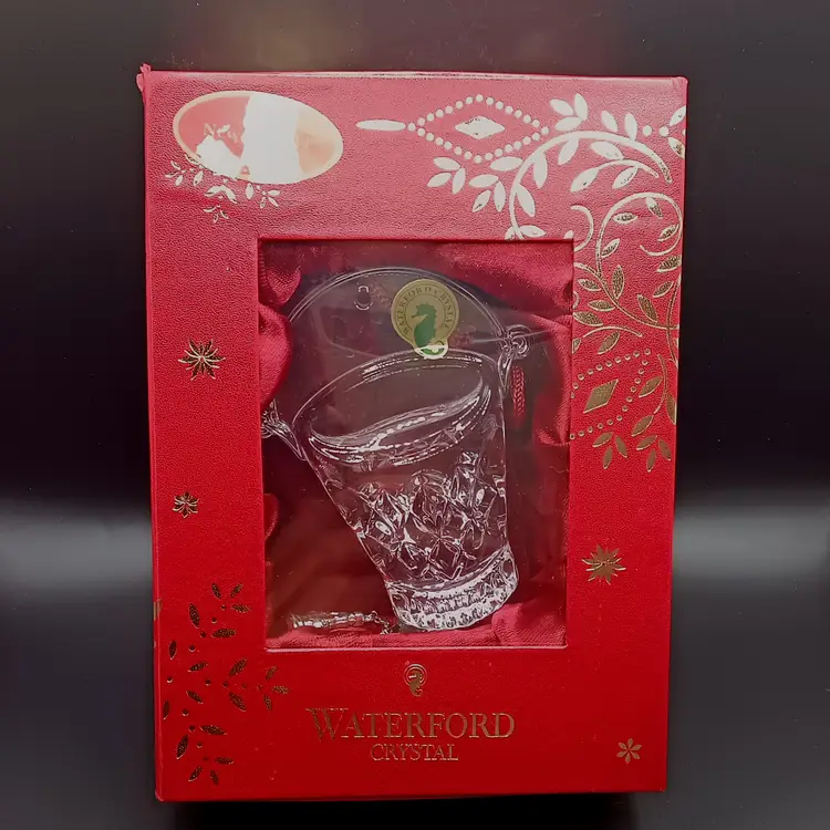 Waterford 2014 Crystal 8 Maids Milking Pail Ornament With Enhancer and Box