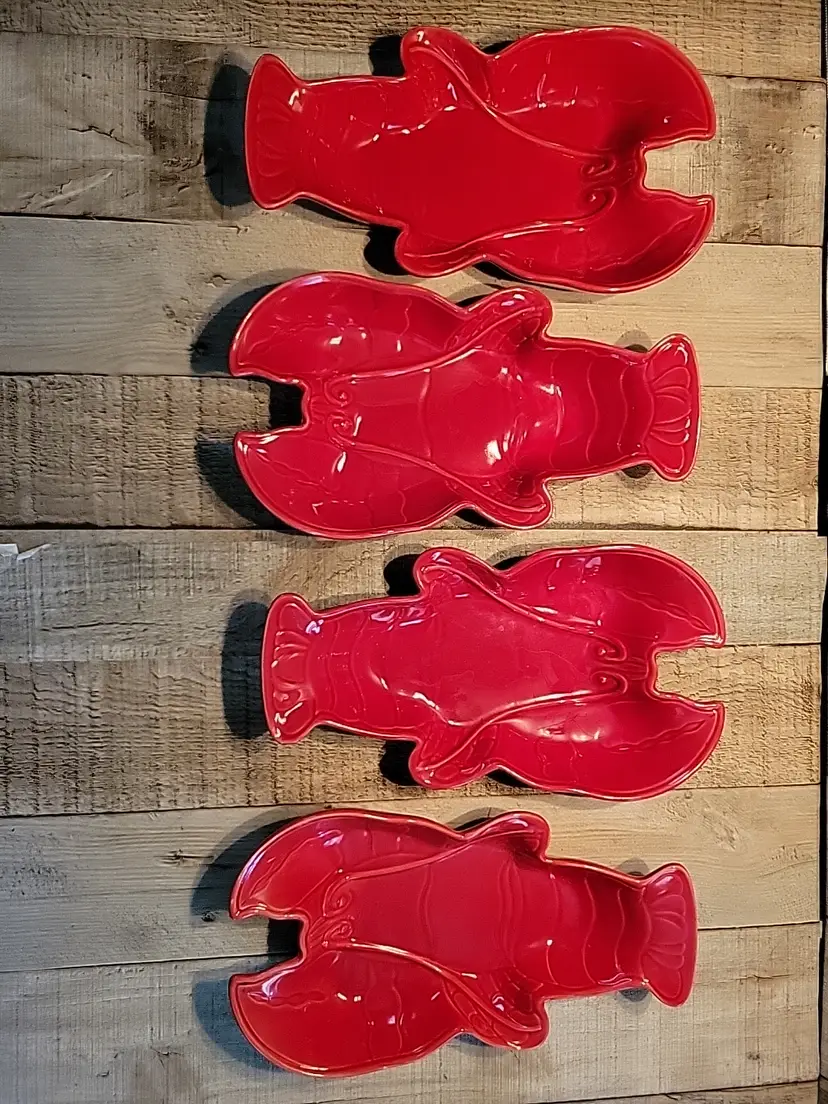 Lobster ceramic bowls bisque soup Nantucket  heavy