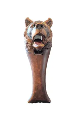 Antique Nutcracker Black Forest Style Brown Carved Wood Grizzly Bear 6 ½"H