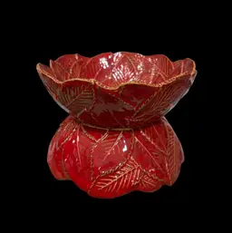 Vintage Italian Majolica Red Leaf Bowls Made in Italy