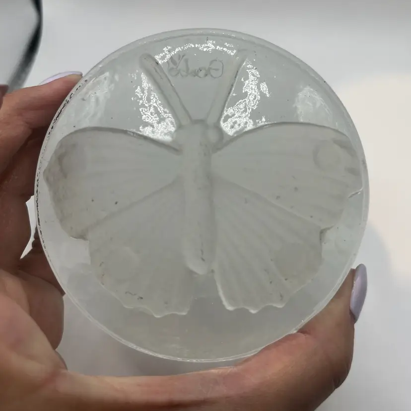 Goebel Germany Frosted Butterfly Cameo On Clear Base Paperweight