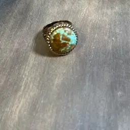 Studio Barse Chunky Turquoise Brown Native American Style Size 9 Fashion Ring Gold Tone