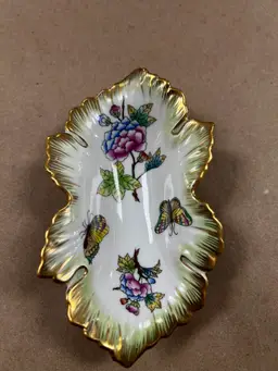 Herend Queen Victoria Leaf Shaped Nut/Candy Dish-#7724/VBO