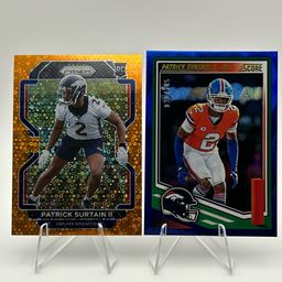 PATRICK SURTAIN II 2 CARD LOT. 2021 PRIZM ORANGE DISCO RC. 2025 SCORE #030/185.