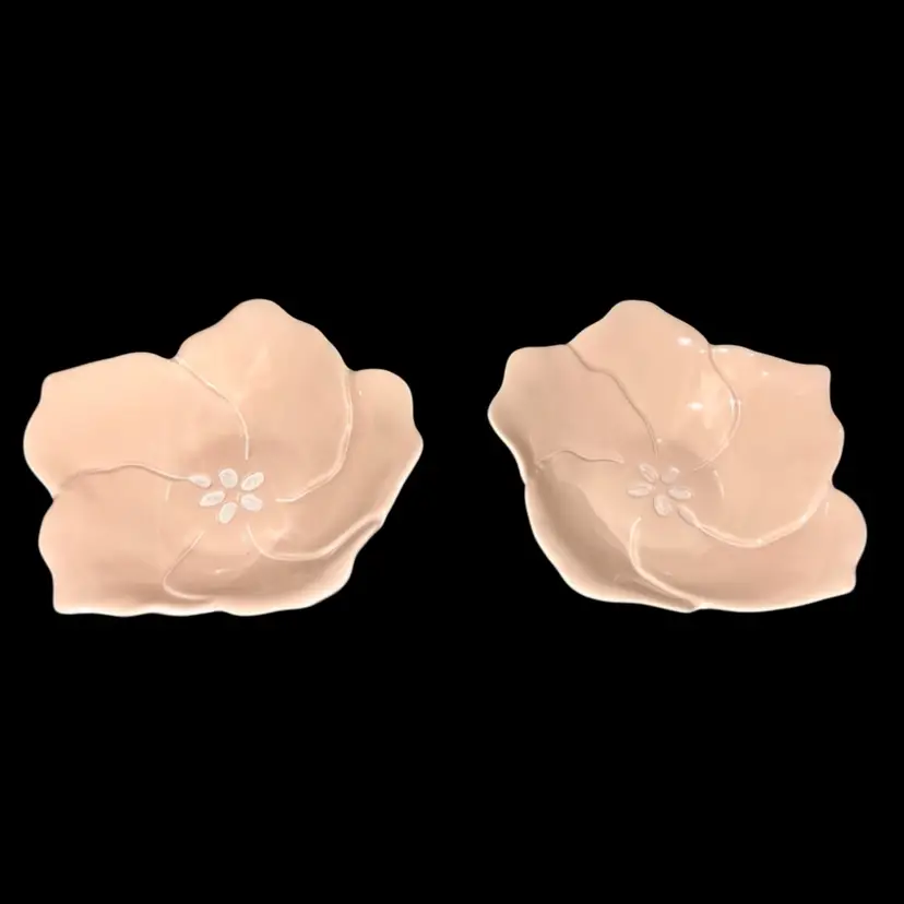 Pair of Pink Magnolia Trinket Dishes Partylite Cherry Blossom Lotus Flower