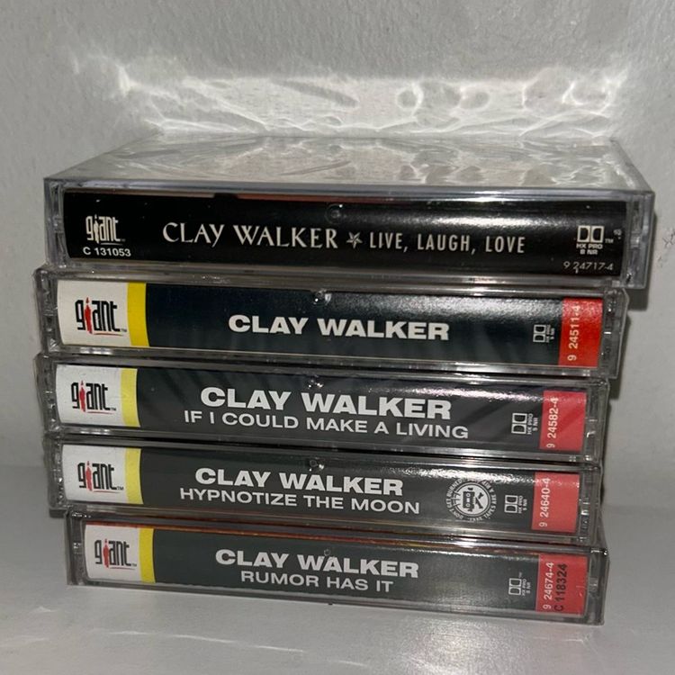 Lot of 5 clay Walker, cassette tapes, sealed, see pictures and description