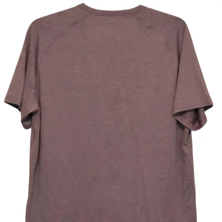 01.Algo Performance Short Sleeve Button Front Henley Shirt Mens Large Burgundy