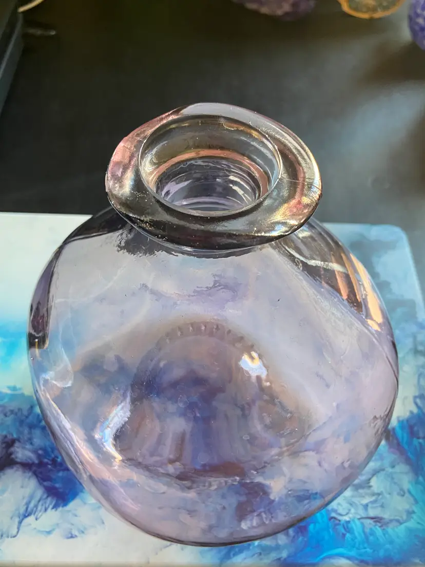 Vidrios San Miguel Authentic 100% Recycled Bulbous Pink Glass Vase Made in Spain