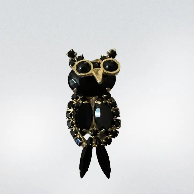 Julianna E Black Owl Brooch