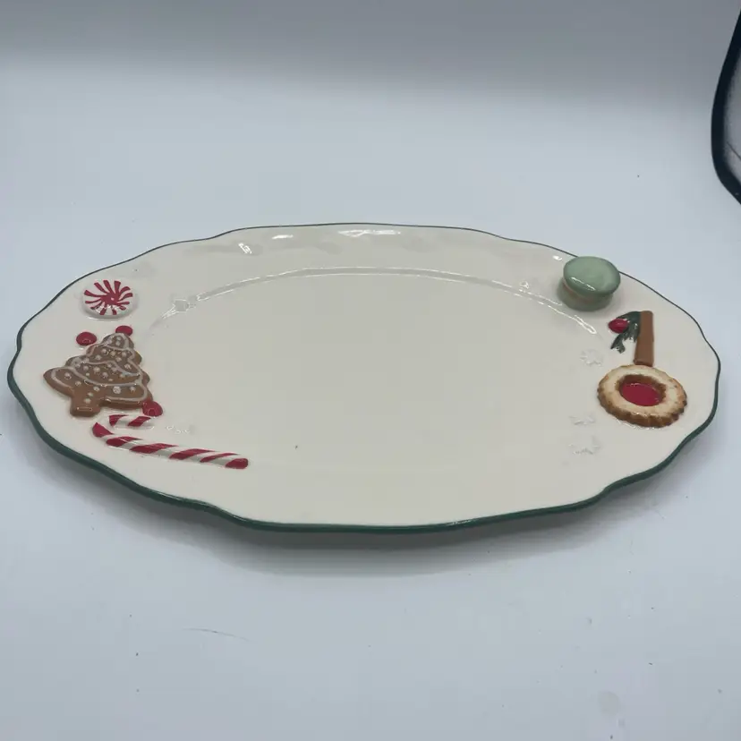 Anthropologie Holifaye Keramik Steingut Christmas Holiday Platter 14.5”