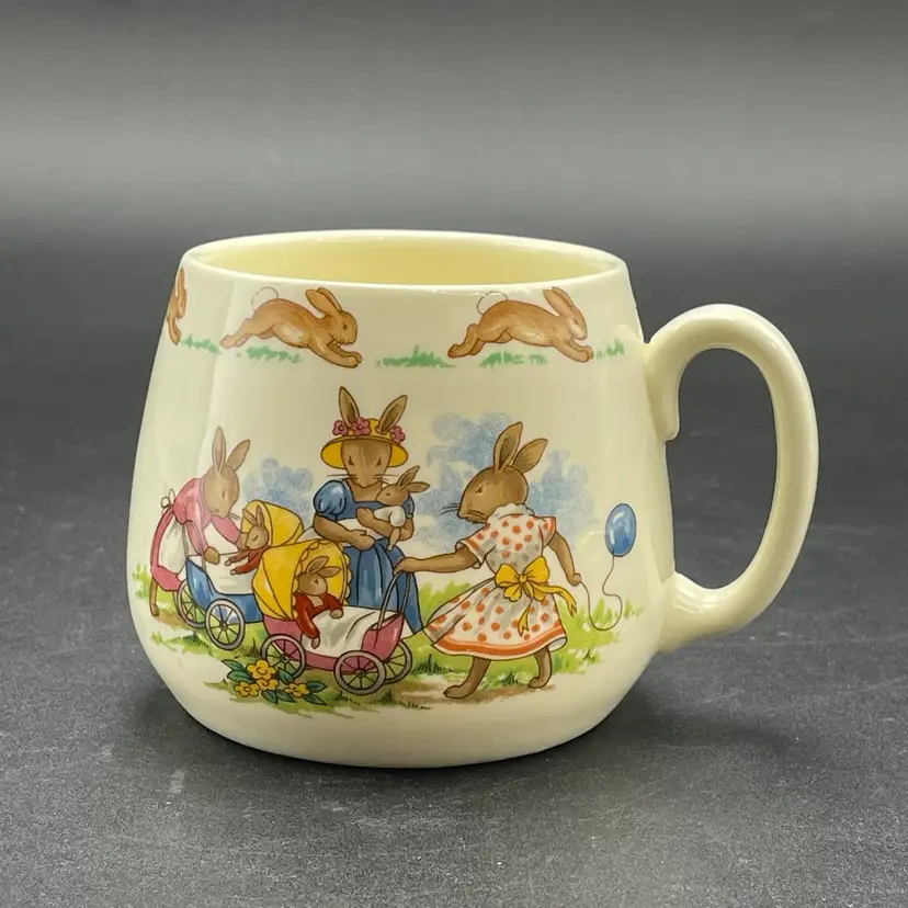Royal Doulton Bunnykins Bone China Coffee Cup Mug Bunny Rabbit Vintage Drinkware