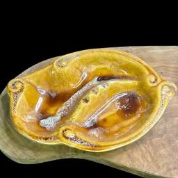 California Pottery MCM Mustard/Brown Ashtray