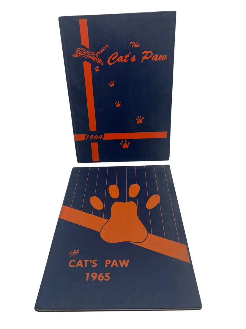 The Cat’s Paw 1964 & 1965 Workman Junior High School Pensacola FL Yearbooks Signed Autographs