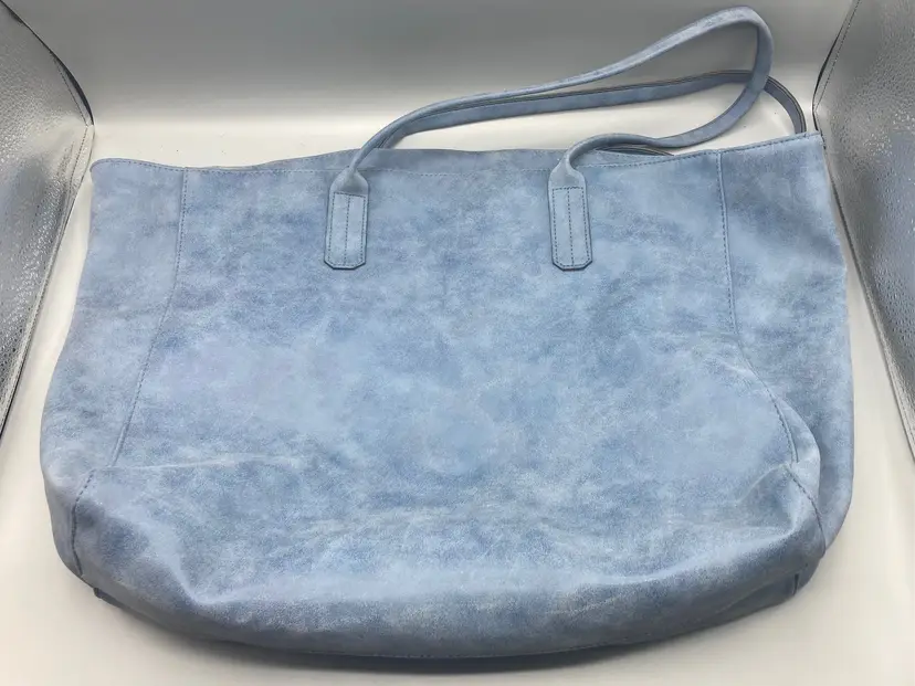 Saks Fifth Avenue Blue Faux Suede Large Tote Bag Purse