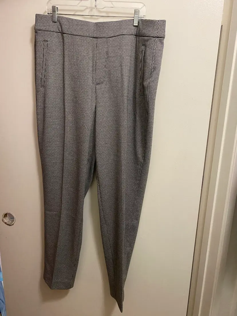 Croft & Barrow Womens Pants 1X XL Mid Rise Straight Houndstooth Black White NWT