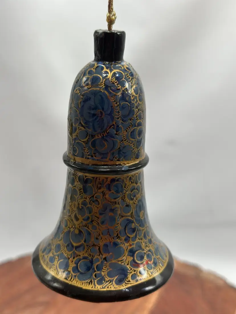 Vintage Papier Mache Kashmir Art India Hand Painted Decorative Bell