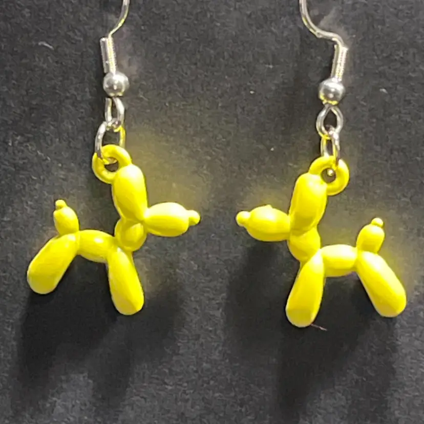 Yellow Balloon, Dog Earrings Made By Me