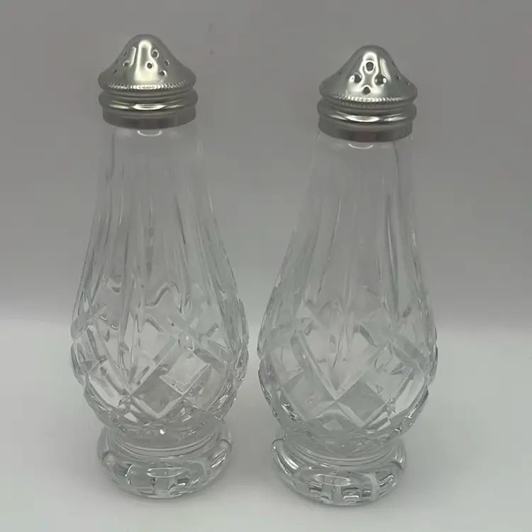 Vintage Waterford Lismore Crystal Salt And Pepper Set, Each Are 5-1/2” Tall