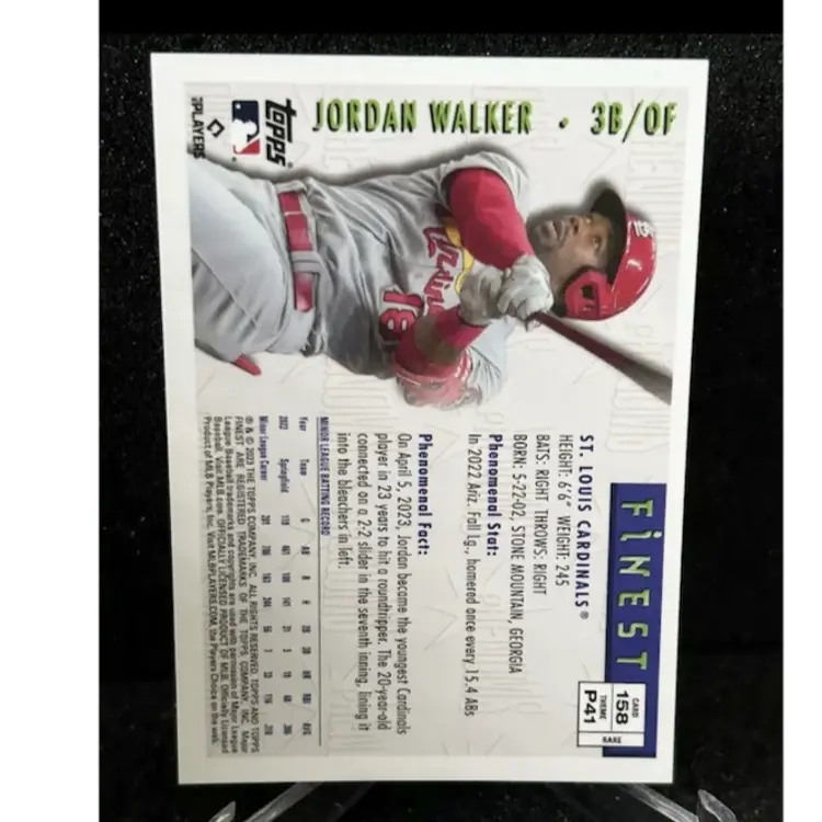 2023 Topps Finest Flashbacks Gold Jordan Walker Phenoms Gold Border RC Cardinals